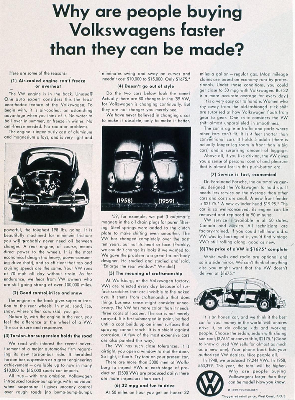 Why are people buying Volkswagens faster then they can be made? - Vintage VW ad