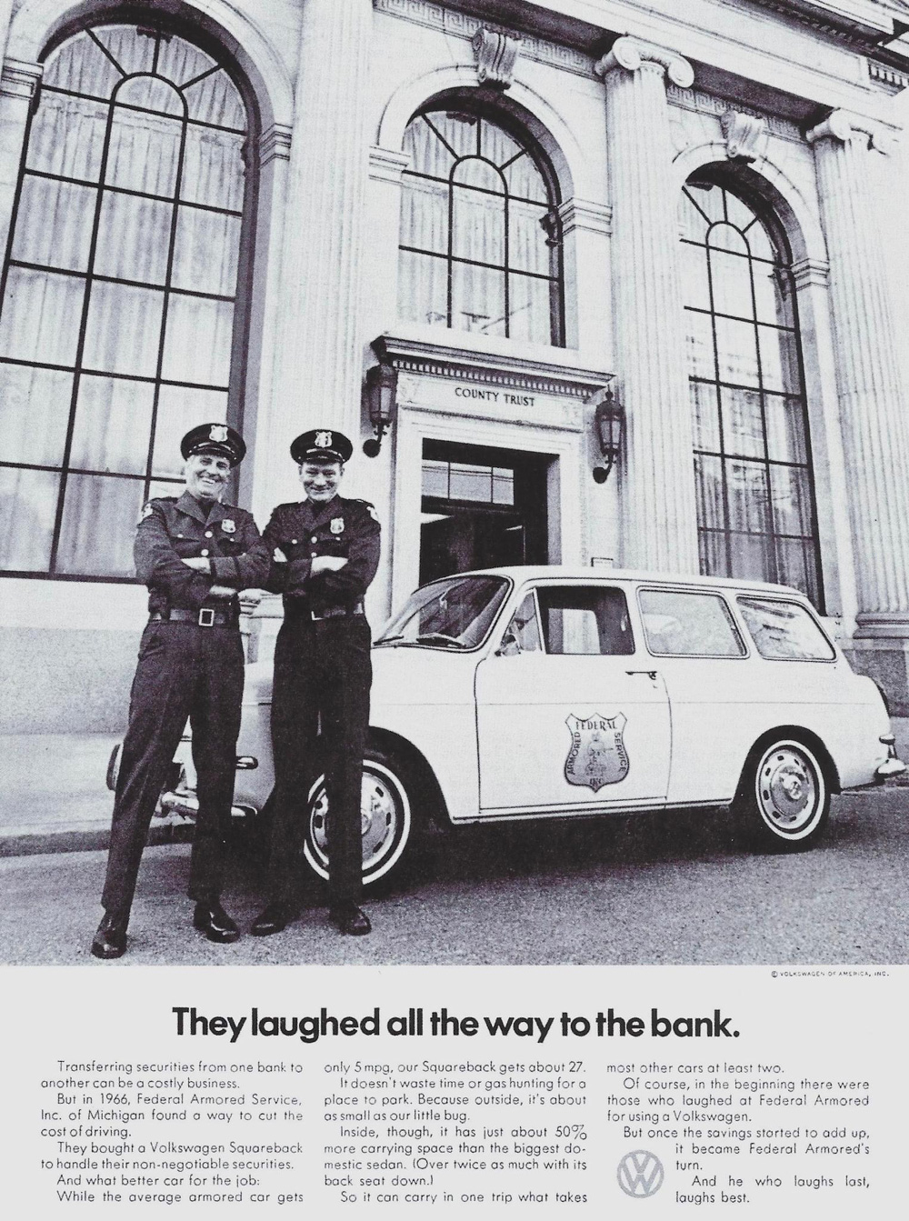 They laughed all the way to the bank - Vintage VW ad