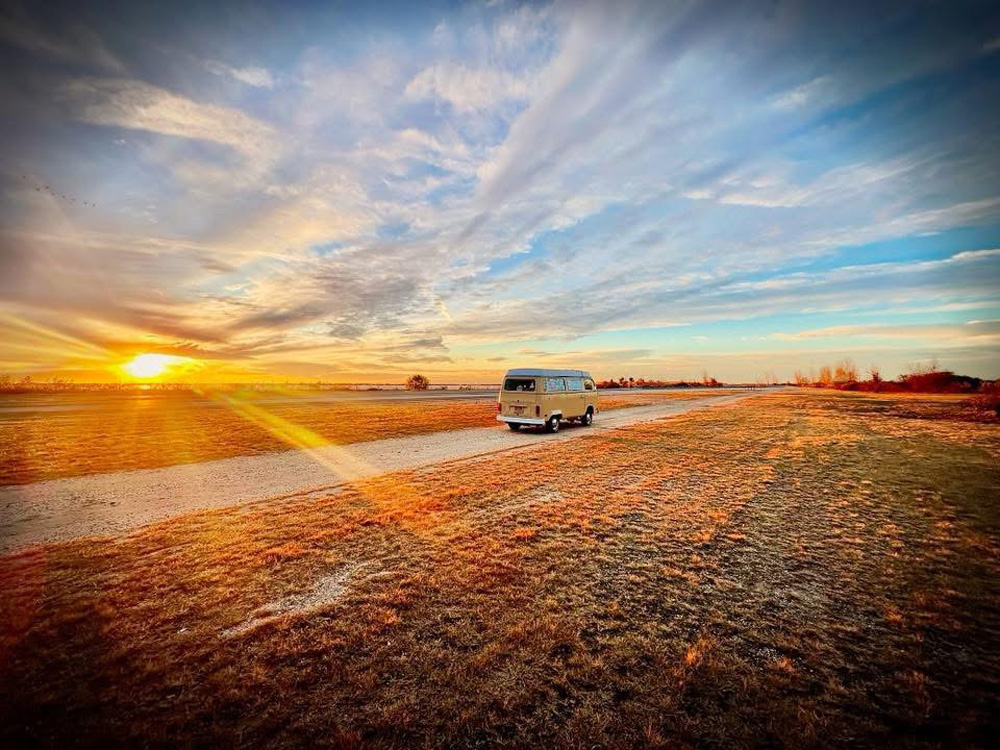 Volkswagen Bay Window Bus sunset