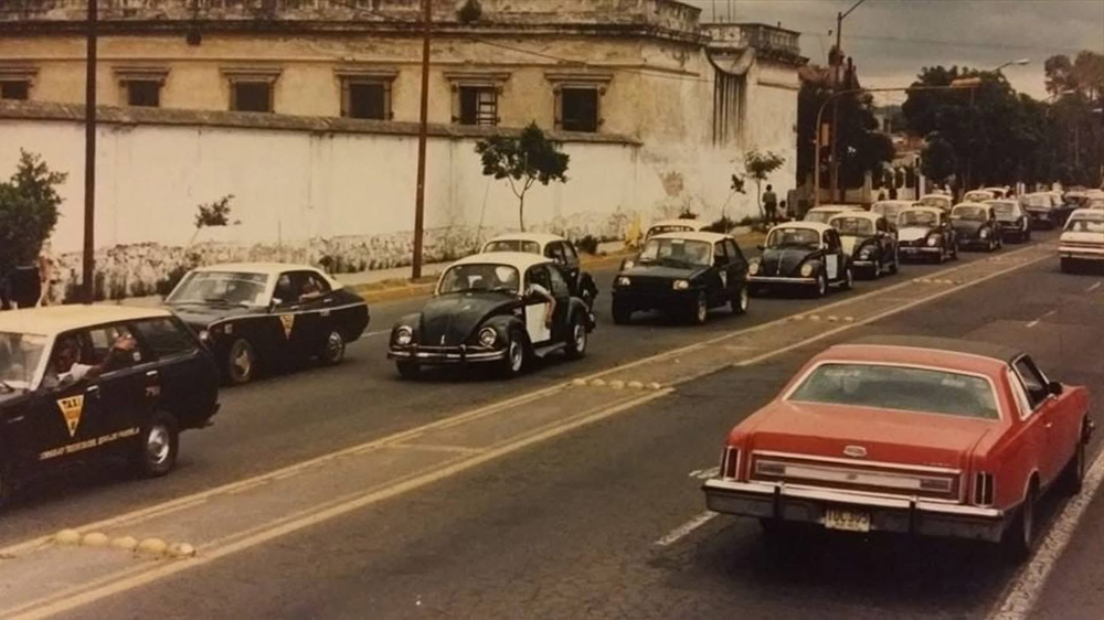 Mexican VW taxis in a row