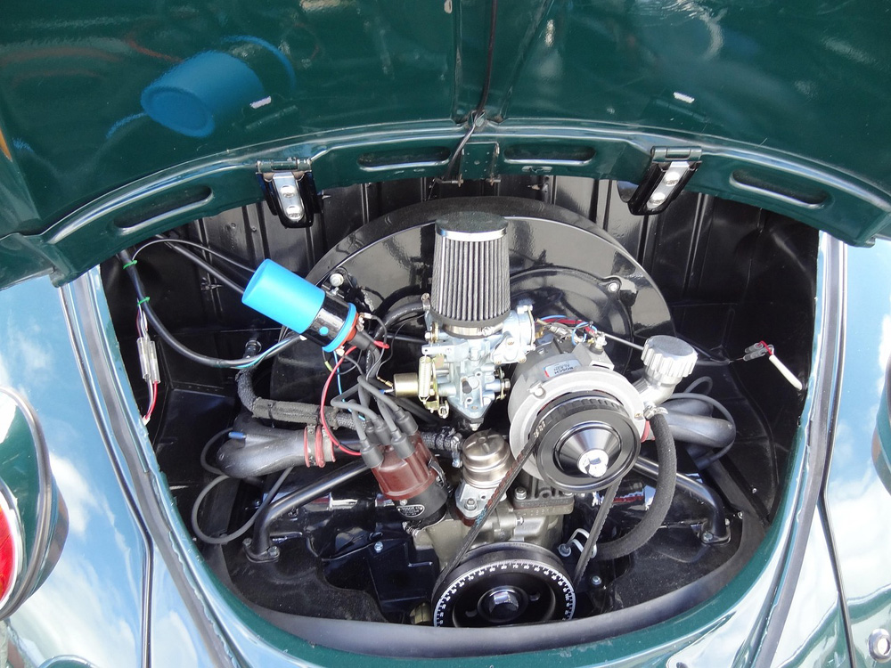 VW Bug engine with blue coil