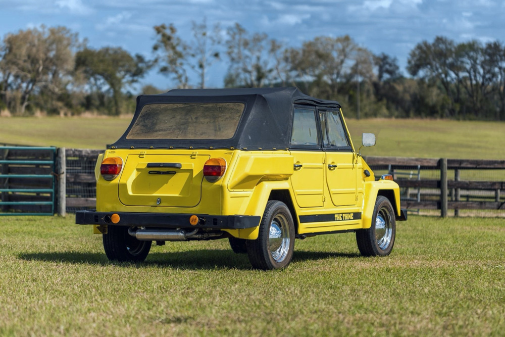 VW Safari rear view in a field