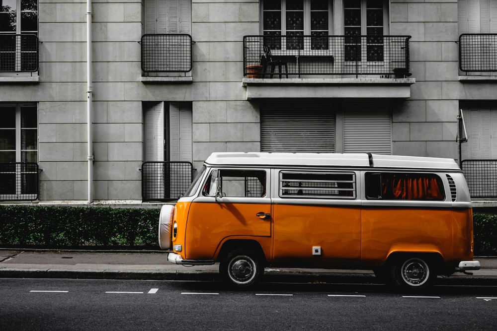 Bay Window Bus parked on the street