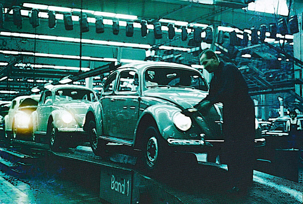 Another Volkswagen is ready to roll from the end of Line 1 in final assembly Hall 12