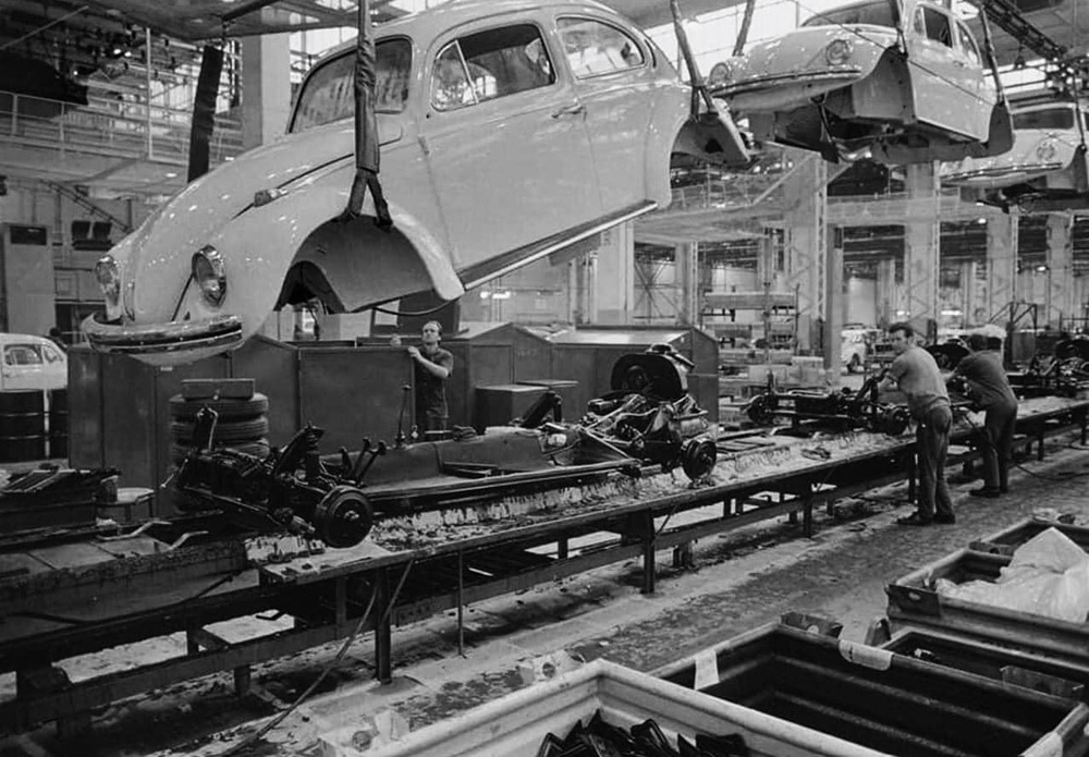 Engine installation and joining the floorpan with the body